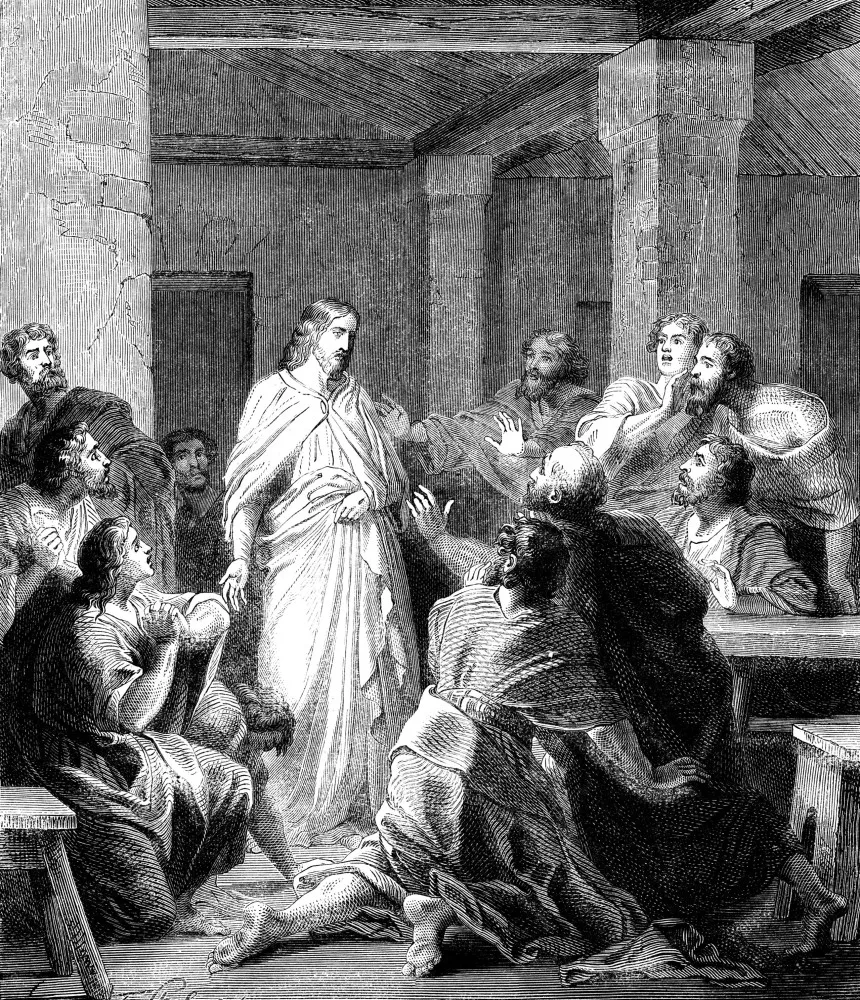 Jesus olhando para o céu, simbolizando sua promessa de retorno aos seus discípulos.