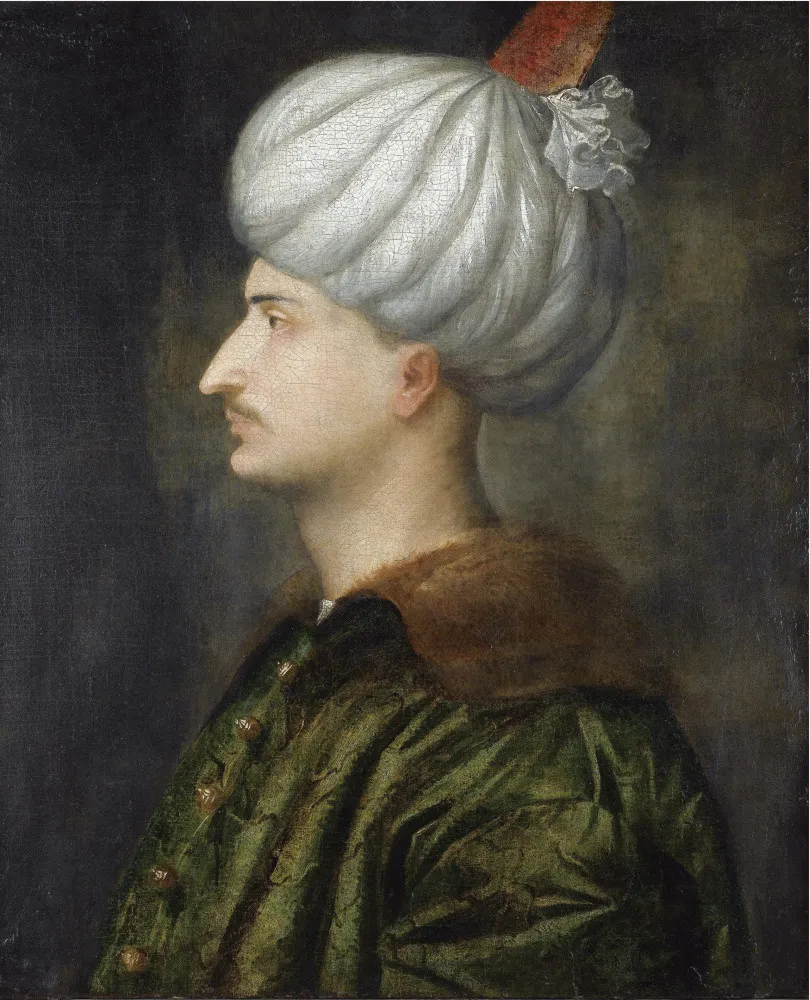 Retrato de Suleiman, o Magnífico, o mais longo reinante Sultão do Império Otomano.