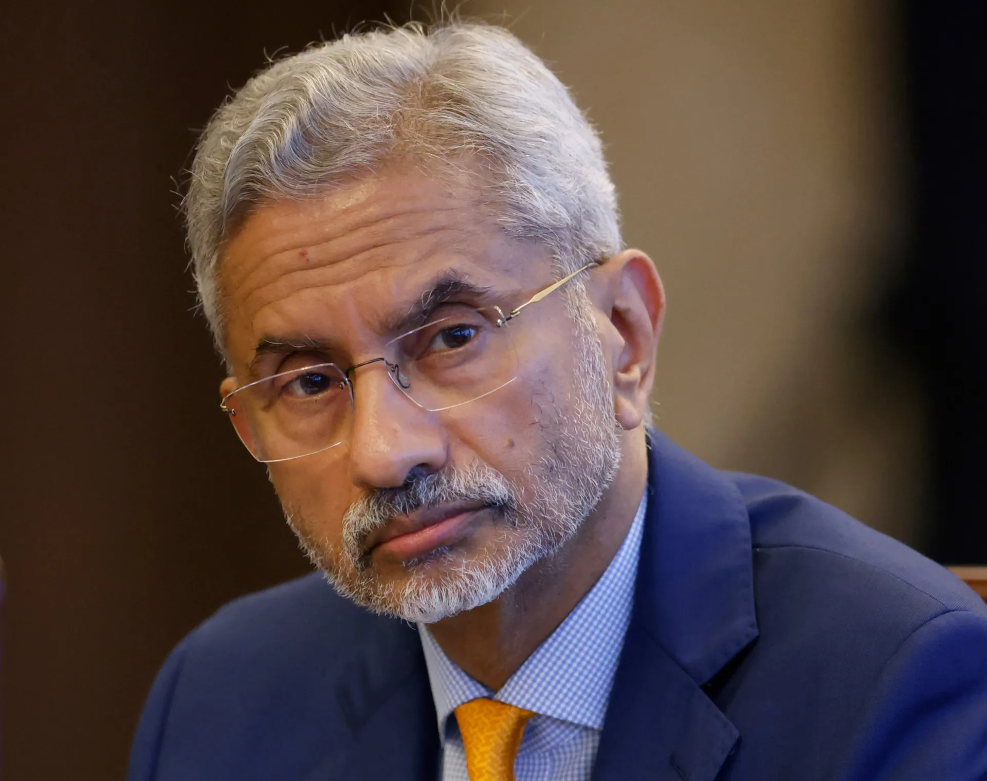 O Ministro das Relações Exteriores da Índia, S. Jaishankar, em um pronunciamento.