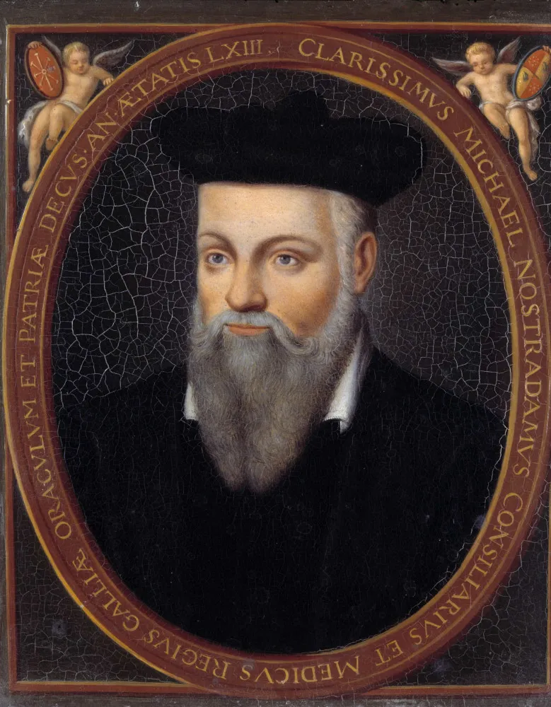 Ilustração do astrólogo francês Nostradamus, conhecido por suas profecias.