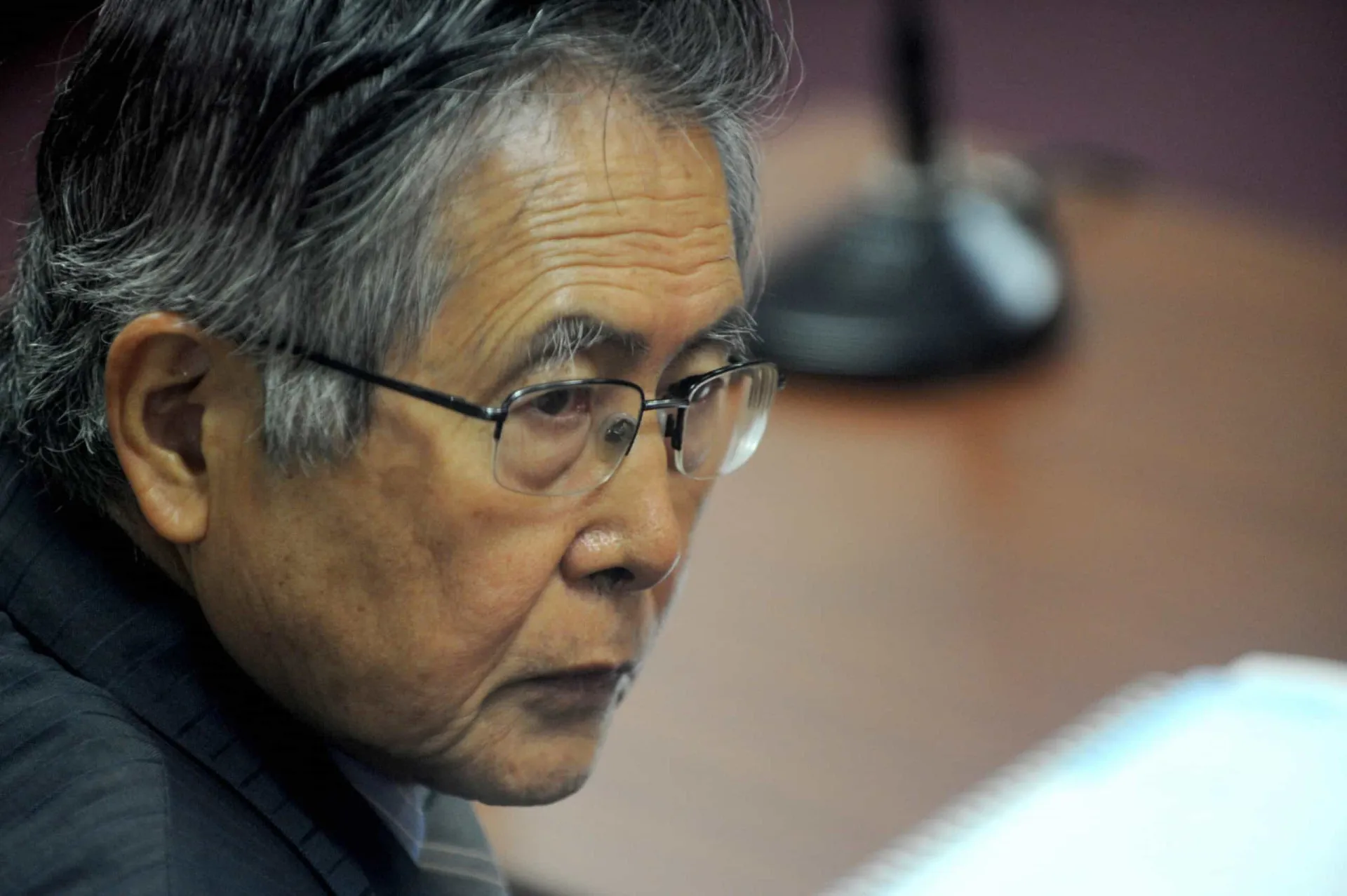 Alberto Fujimori, ex-presidente do Peru, durante um pronunciamento.