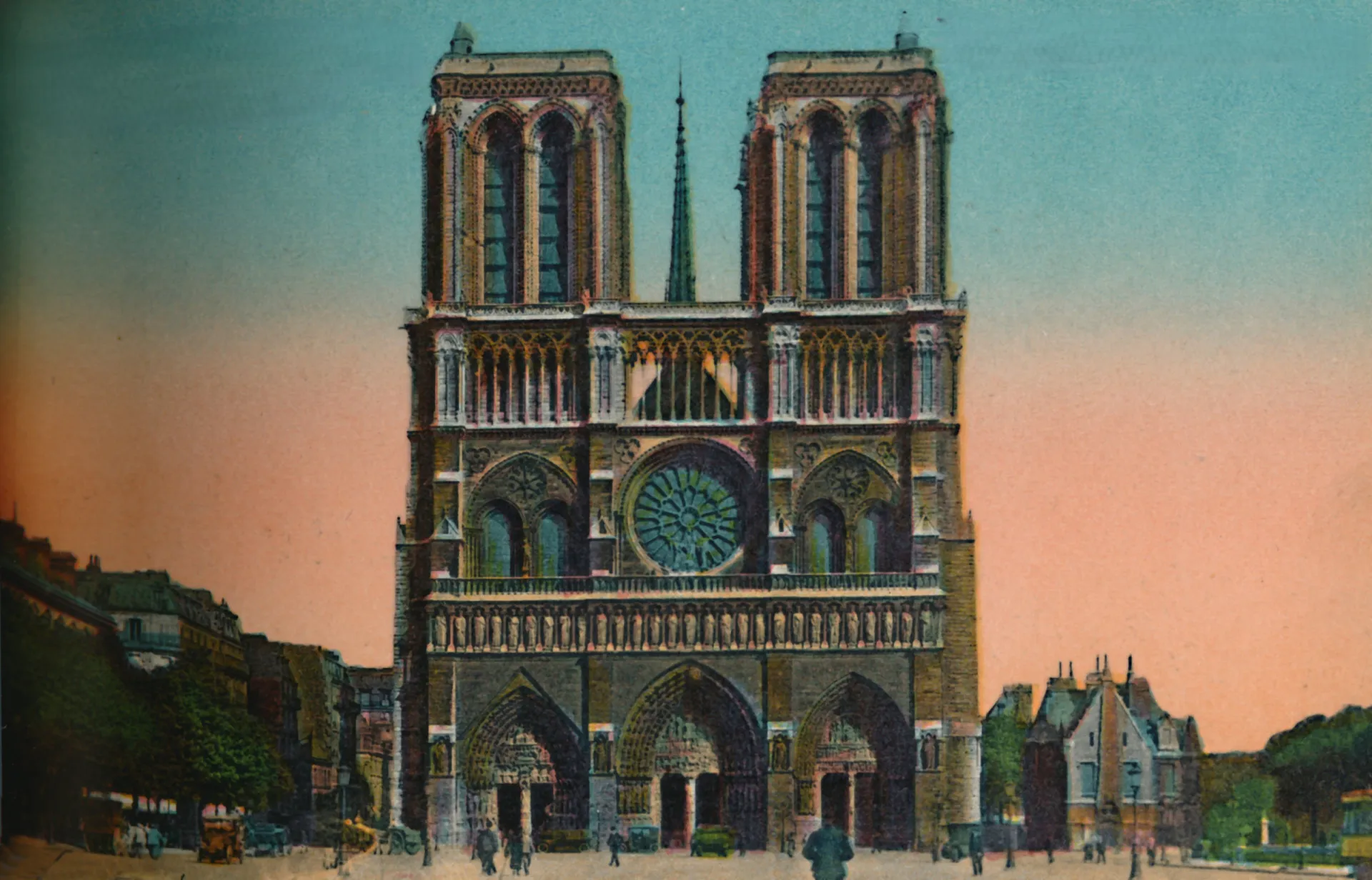A imponente Catedral de Notre-Dame em Paris, um exemplo magnífico da arquitetura gótica.