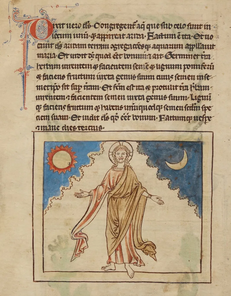 Página de um manuscrito medieval escrito em latim, a língua dos intelectuais da época.