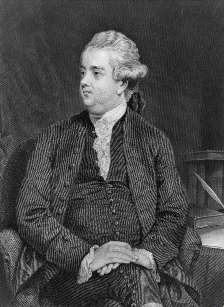 Retrato do historiador inglês Edward Gibbon, autor de 'A História do Declínio e Queda do Império Romano'.