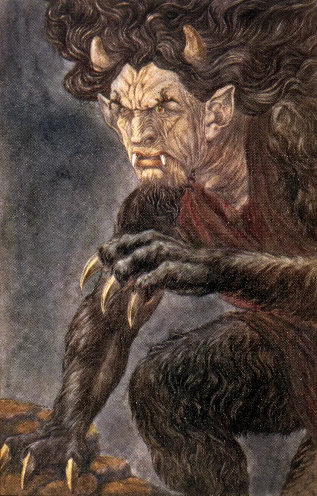 Ilustração da epopeia 'Beowulf', mostrando o herói lutando contra um monstro.