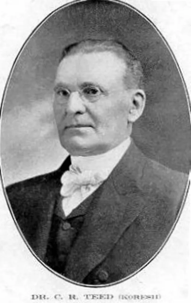 Retrato de Cyrus Teed, um médico e alquimista americano que fundou sua própria religião.