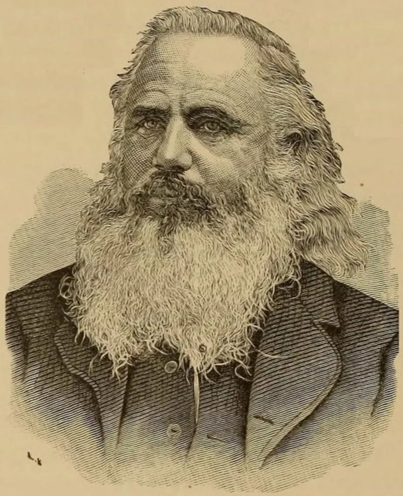Fotografia de época de William W. Davies, líder da seita Reino dos Céus, com barba e aparência solene.