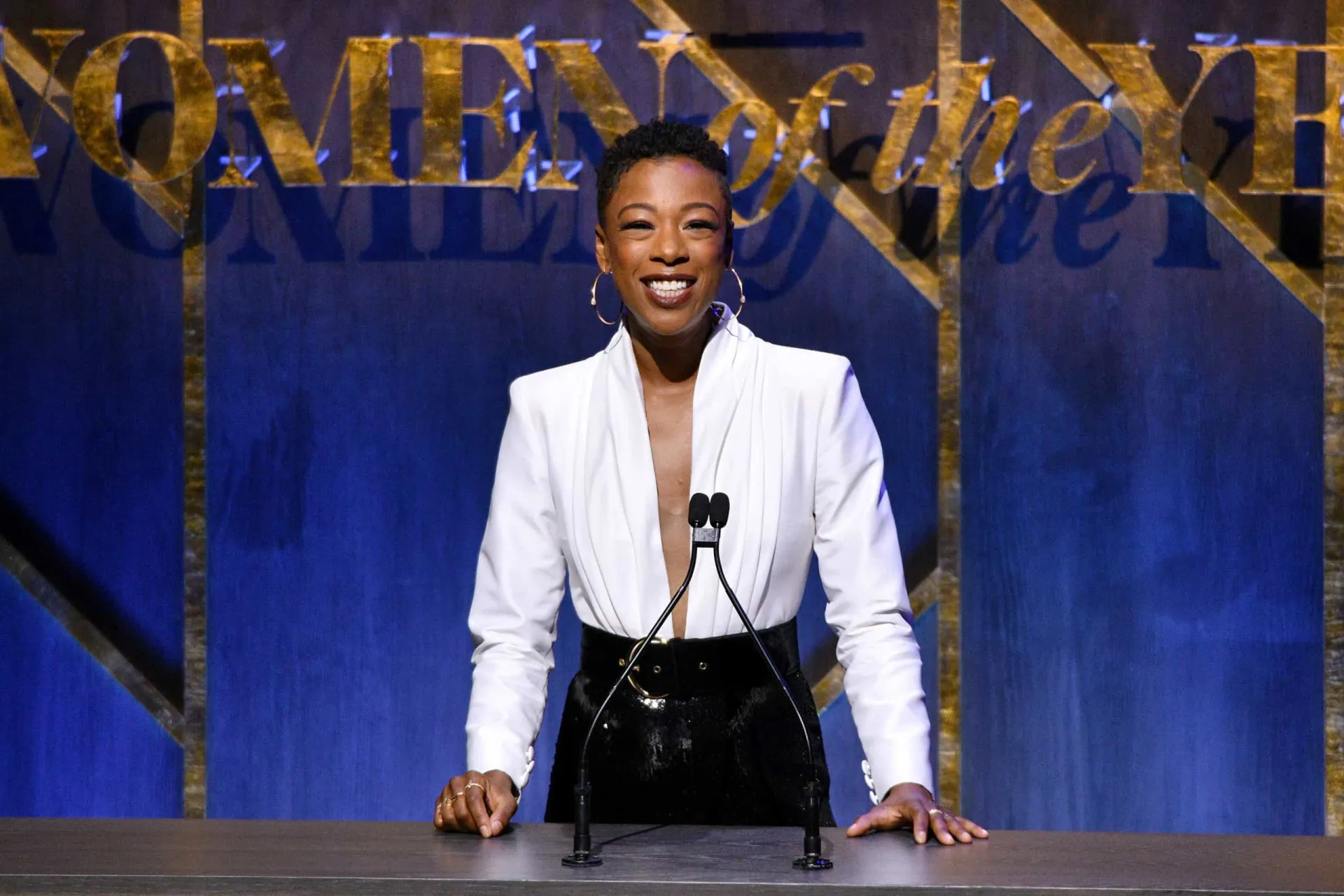 Samira Wiley, a Poussey de 'Orange Is the New Black', com um sorriso contagiante.