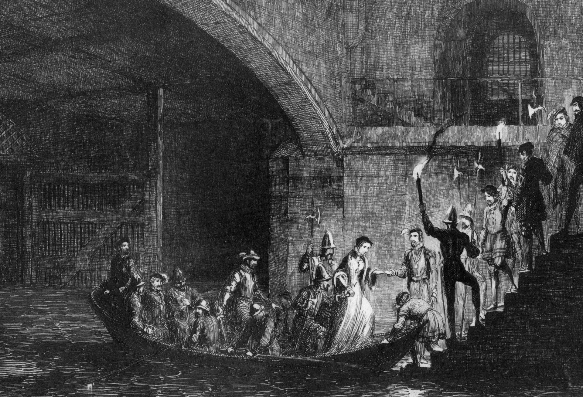 Ilustração de Lady Jane Grey sendo aprisionada na Torre de Londres após sua deposição.