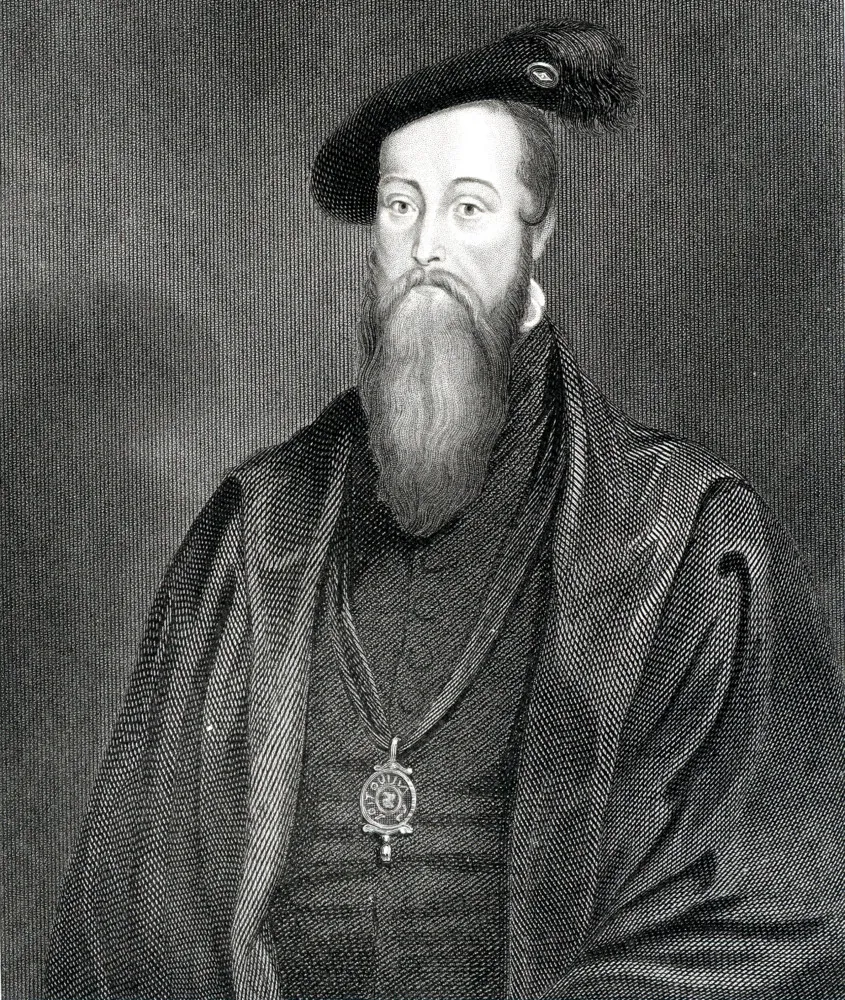Retrato de Thomas Seymour, uma figura ambiciosa da corte Tudor.