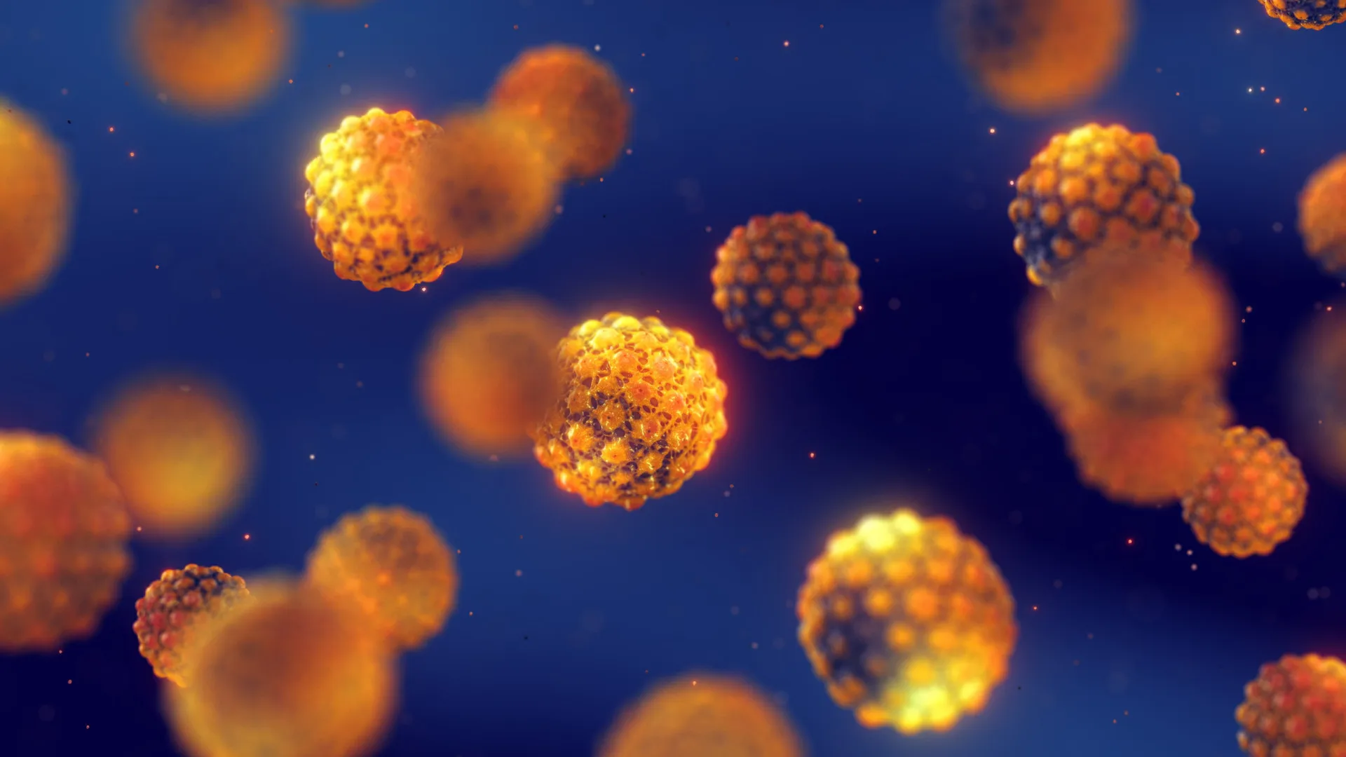 Modelo 3D de uma partícula do Vírus do Papiloma Humano (HPV).