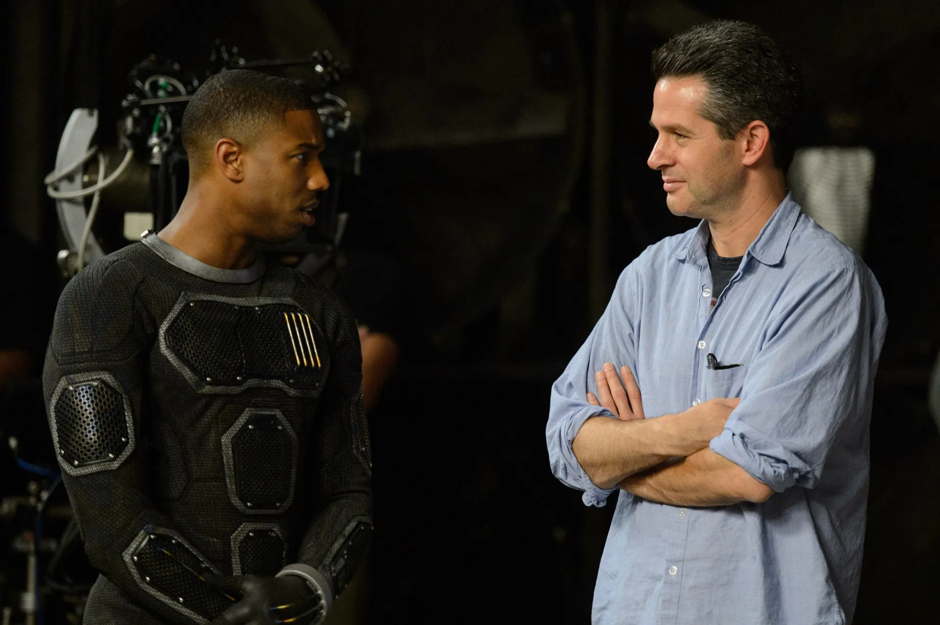 O ator Michael B. Jordan como o Tocha Humana no controverso reboot de 'Quarteto Fantástico'.