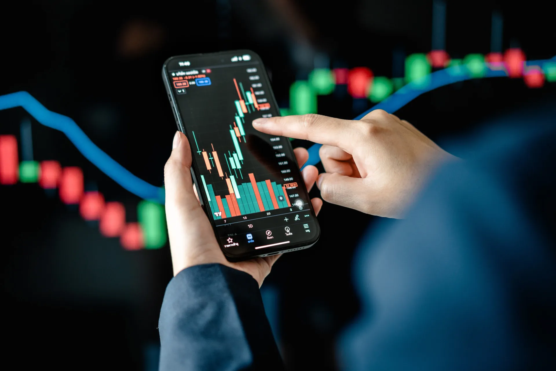 Gráficos de mercado de ações em uma tela, simbolizando os investimentos de alto risco.