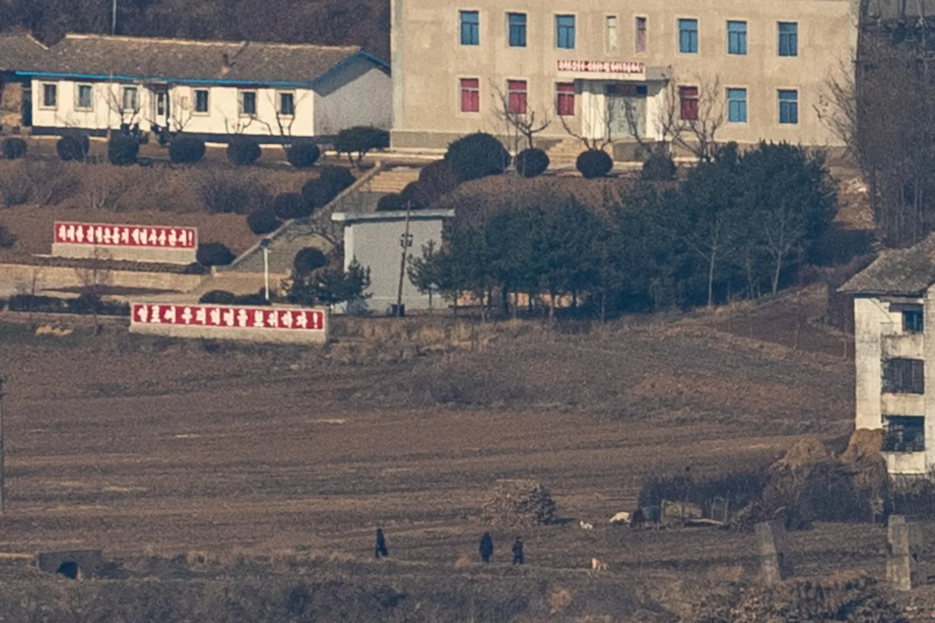 Vista do Aegibong Peace Ecopark, onde o café está localizado, perto da fronteira com a Coreia do Norte.