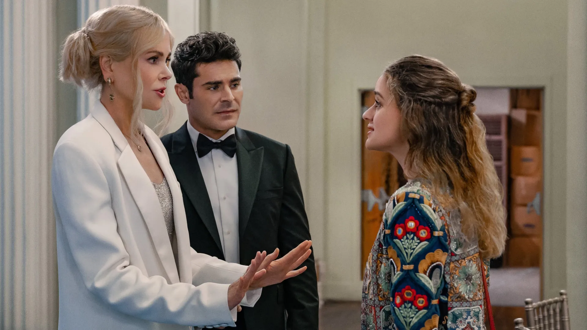 Nicole Kidman na comédia romântica da Netflix 'A Family Affair', com um visual elegante e sofisticado.