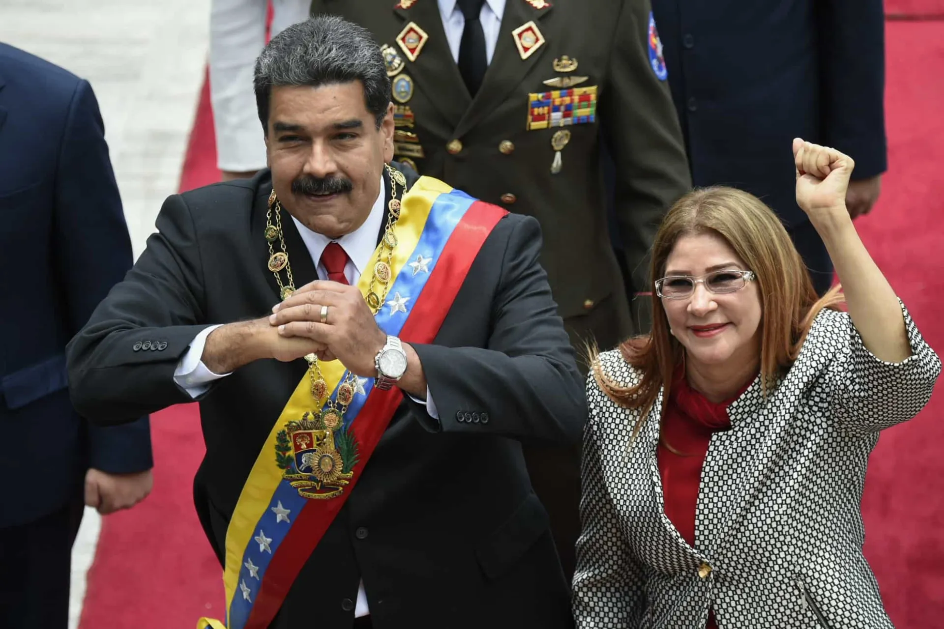 Cilia Flores ao lado de seu marido, o presidente venezuelano Nicolás Maduro.