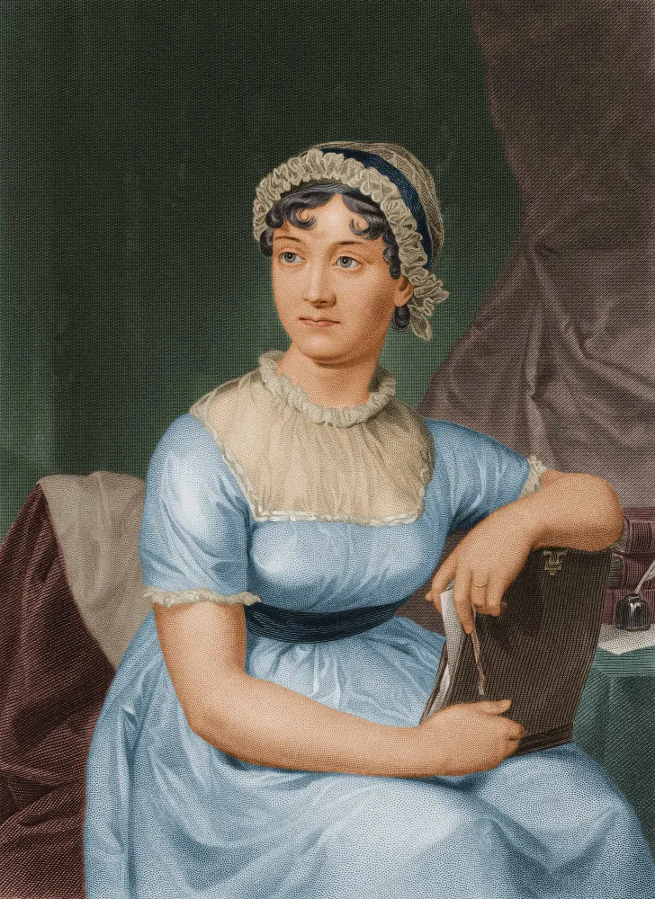 Retrato da romancista inglesa Jane Austen, autora de 'Orgulho e Preconceito'.