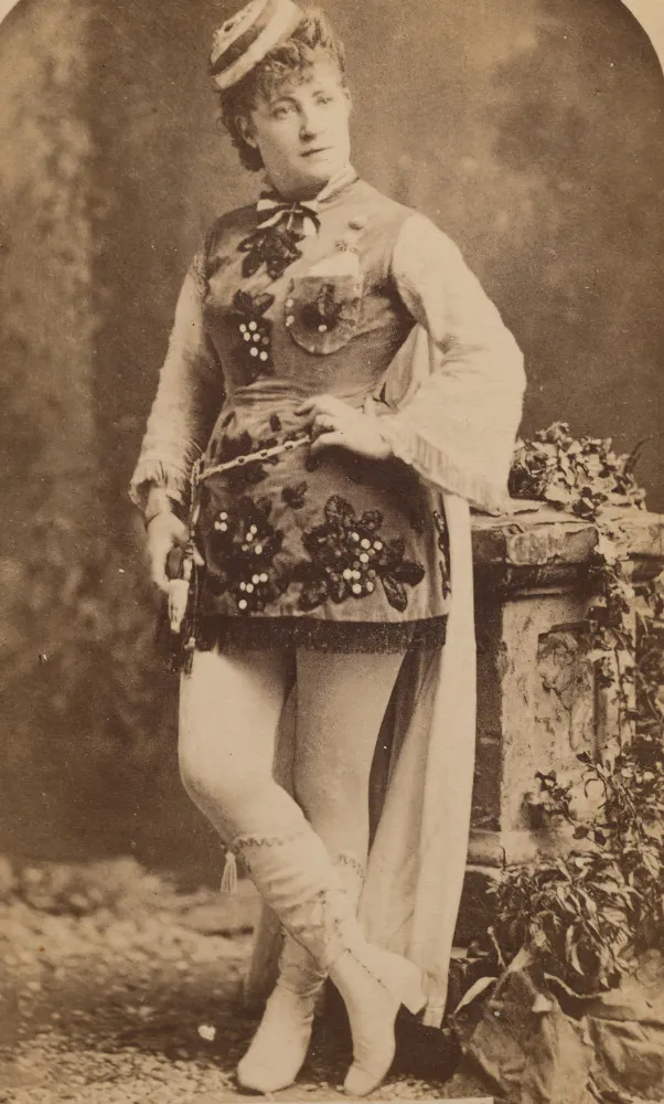 Uma ilustração de época mostrando Lydia Thompson e sua trupe, as 'British Blondes'.