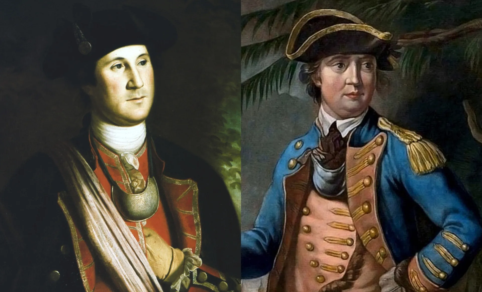 George Washington e Benedict Arnold em uma ilustração da Guerra Revolucionária Americana.