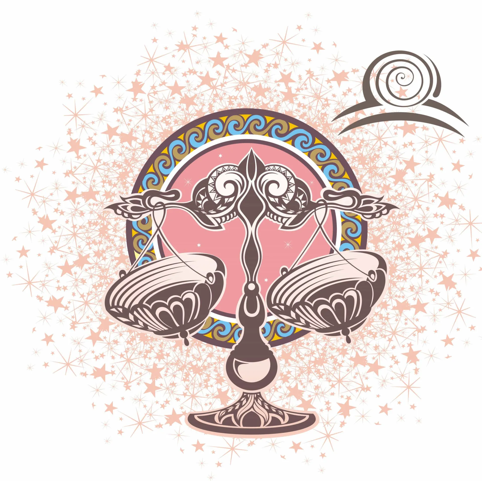 Símbolo de Libra, a balança, representando o equilíbrio, a justiça e a harmonia.