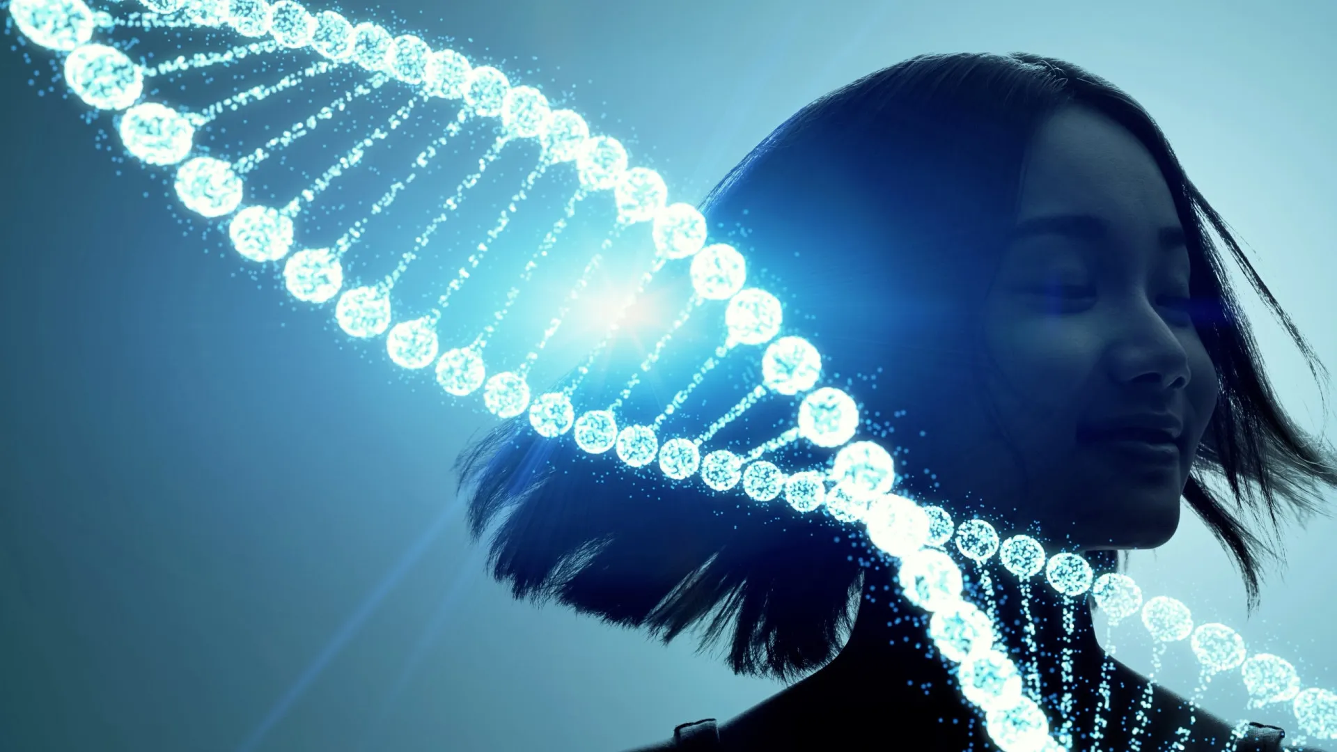 Ilustração de uma fita de DNA sendo protegida por partículas, simbolizando a ação antioxidante do selênio.