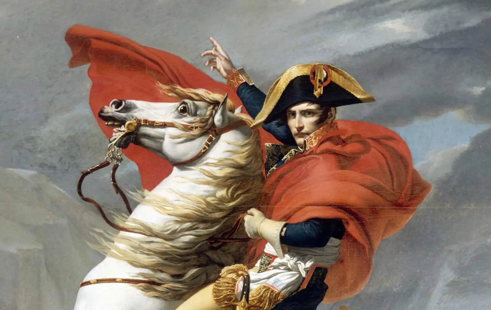 Napoleão Bonaparte durante sua coroação, em uma cena de grande pompa e poder.