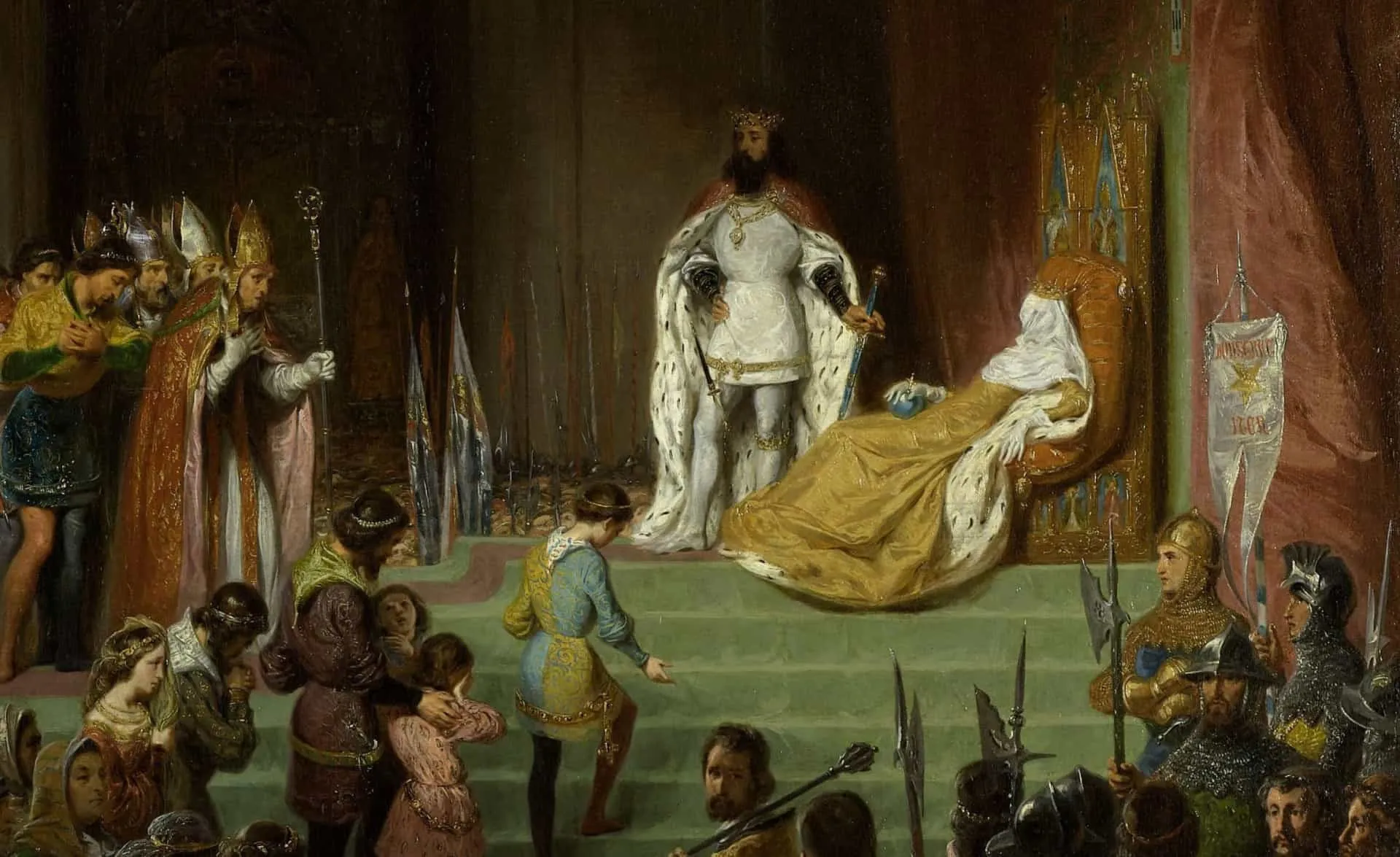 Pintura retratando Inês de Castro, nobre galega que se tornou rainha de Portugal.