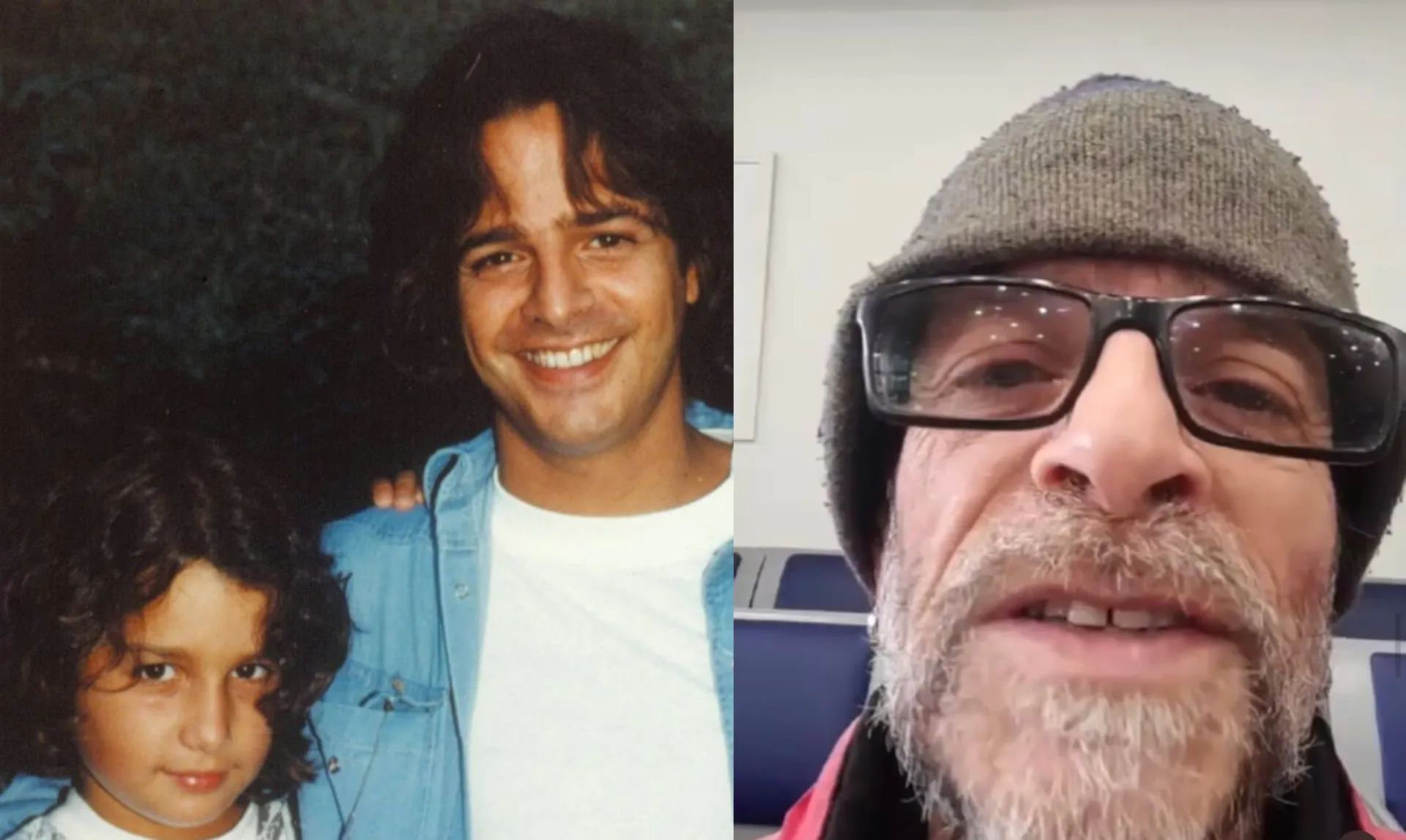 Montagem do ator Felipe Martins na novela 'A Viagem' e em uma foto mais recente.
