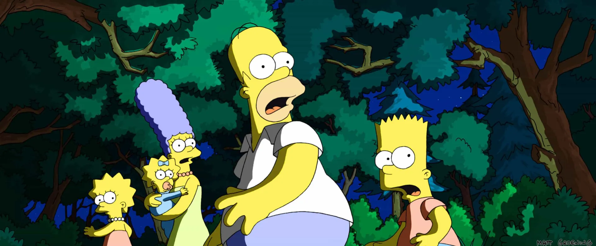 A família Simpson em uma cena do seu primeiro e único longa-metragem para o cinema.
