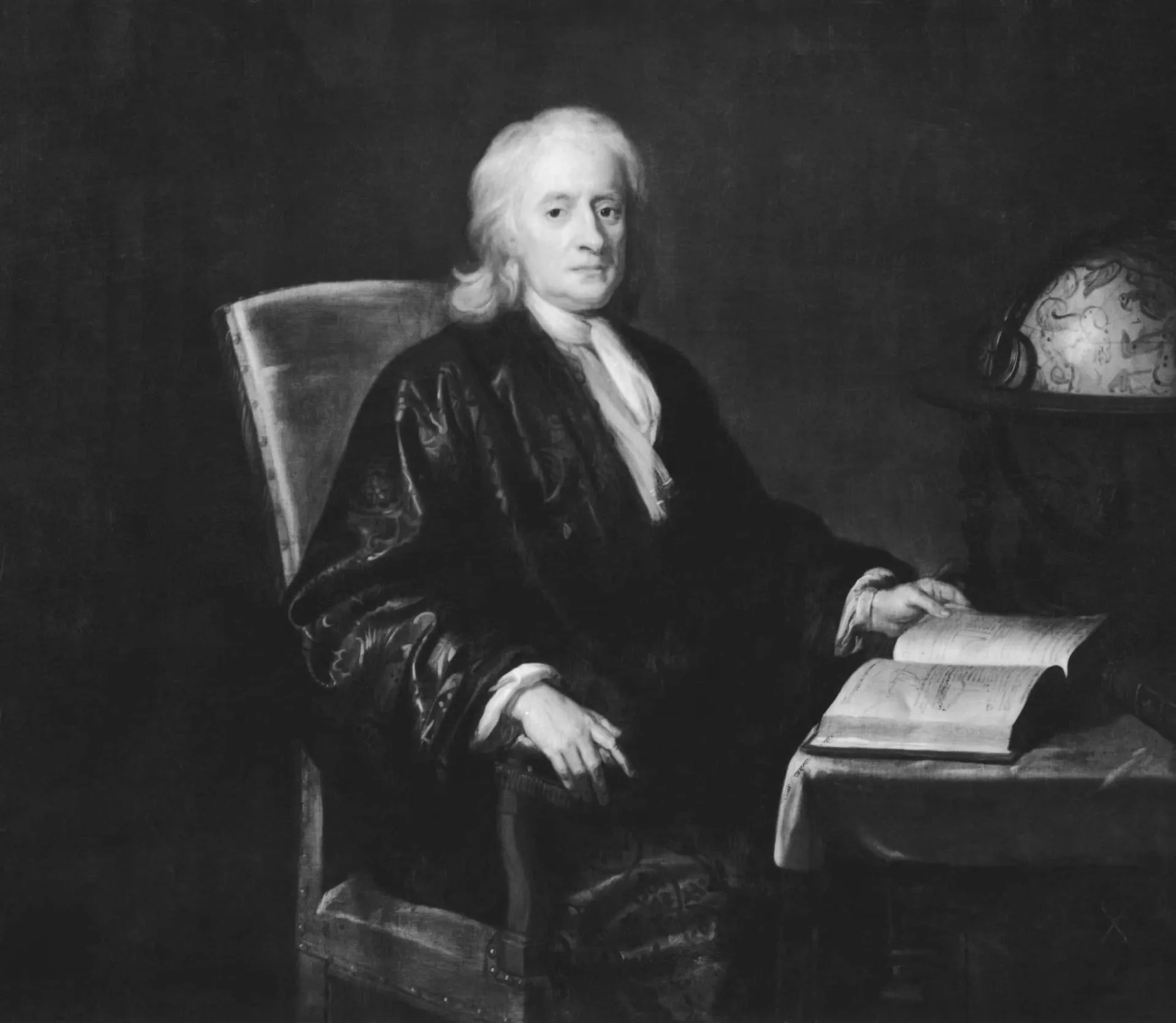 Retrato de Sir Isaac Newton, o pai da lei da gravitação universal.