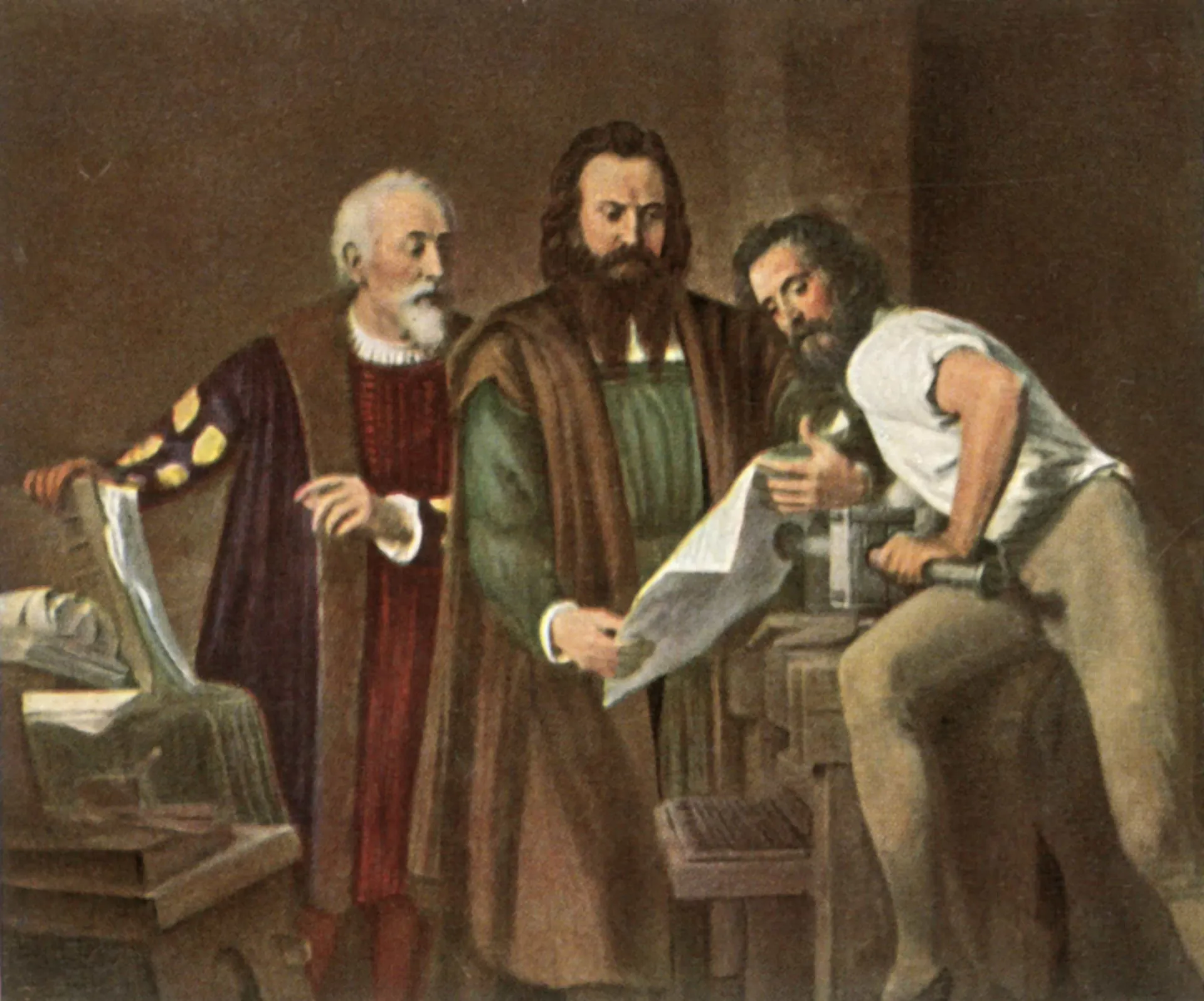 Retrato de Johannes Gutenberg, o inventor da prensa móvel.