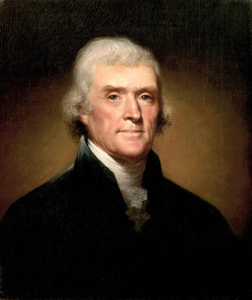 Retrato de Thomas Jefferson, o terceiro presidente dos Estados Unidos.