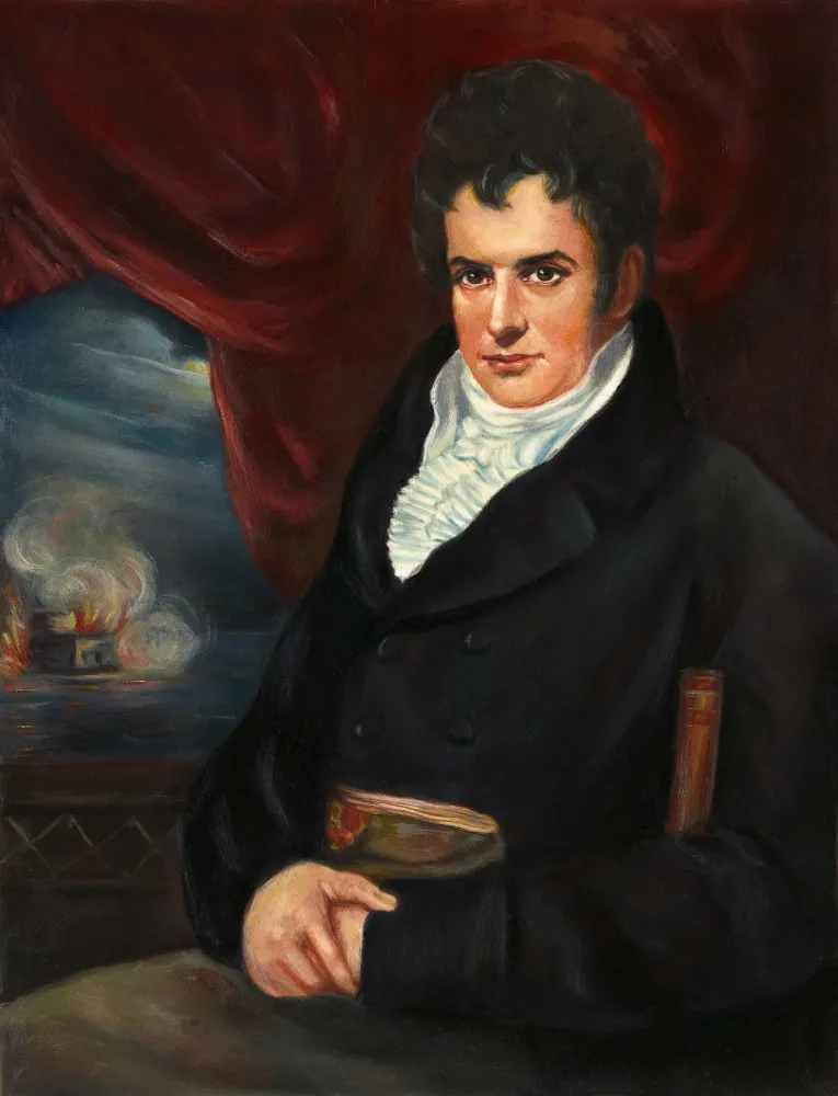 Robert Fulton, o inventor americano que popularizou o barco a vapor.