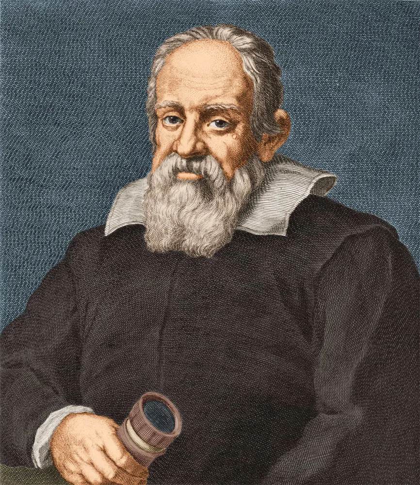 Retrato de Galileu Galilei, o astrônomo florentino que desafiou a Igreja e revolucionou a ciência.