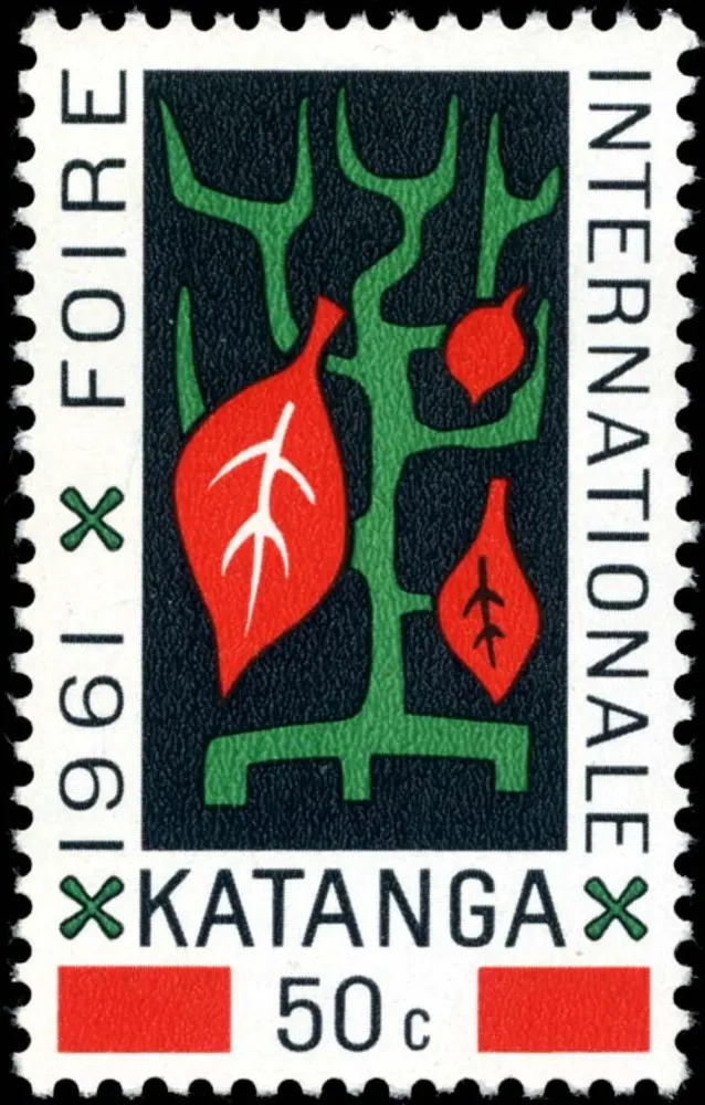 Selo postal da República de Katanga, um dos poucos vestígios de sua breve existência como estado.