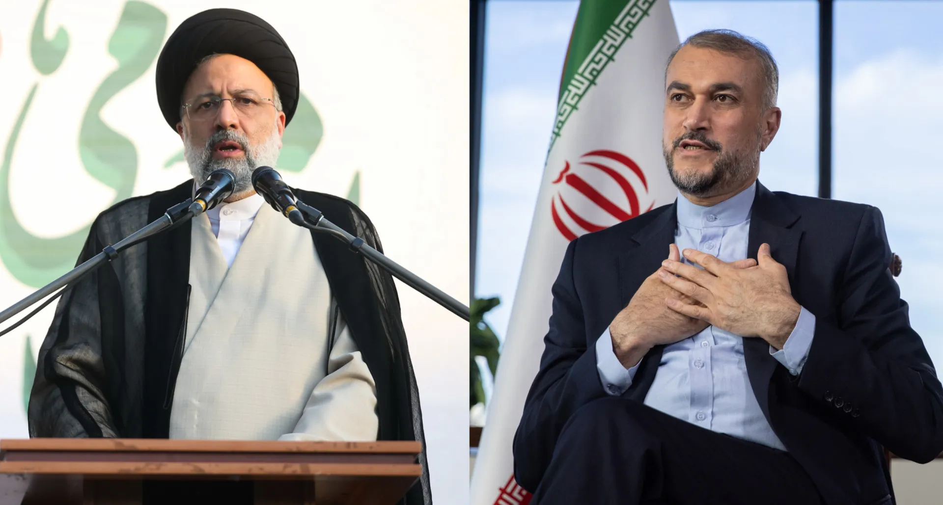 O presidente do Irã, Ebrahim Raisi, e o ministro Hossein Amirabdollahian.