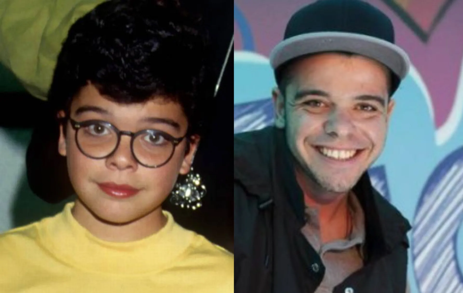 O ex-ator mirim João Rebello Fernandes em dois momentos de sua carreira.