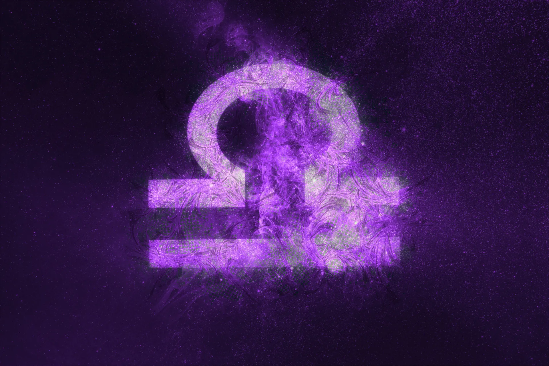 O símbolo astrológico de Libra, a balança, representando equilíbrio e justiça.