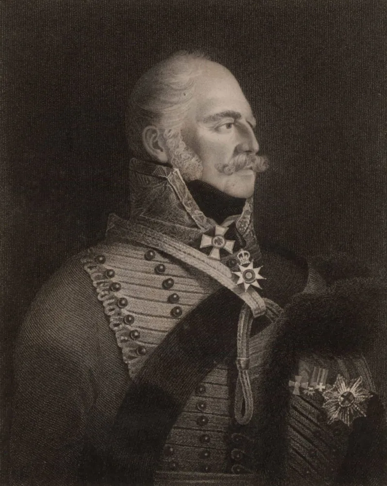 Ernest Augustus com um olhar severo, refletindo sua reputação temível.