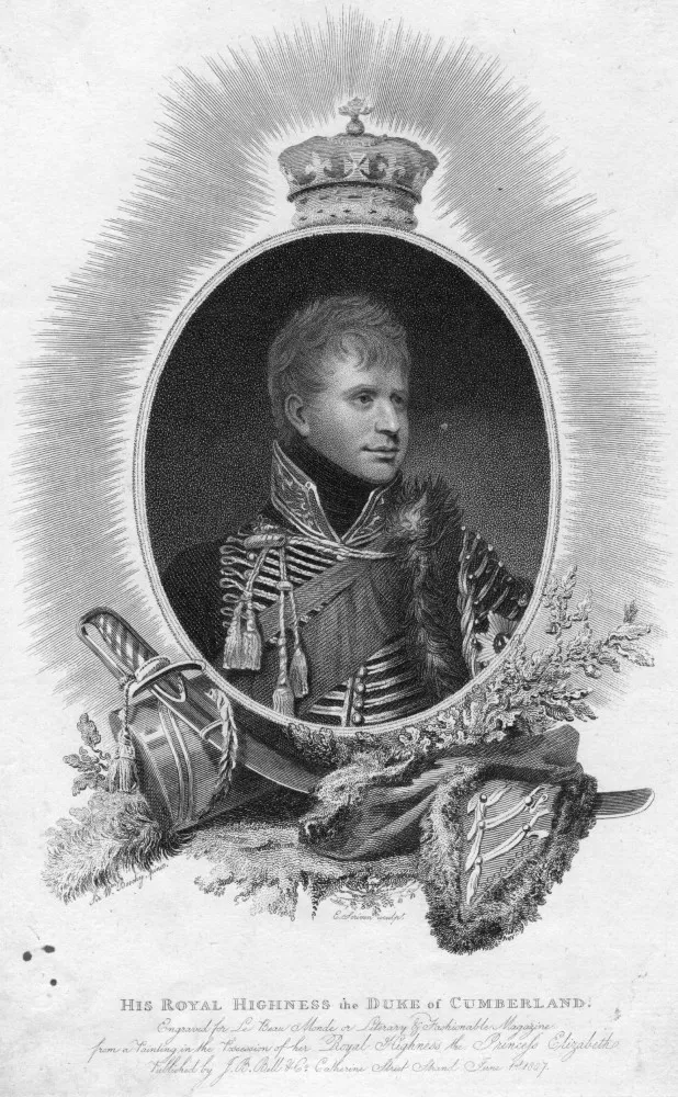 Retrato de Ernest Augustus, Rei de Hanover, uma das figuras mais polêmicas da família.