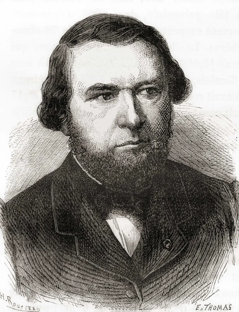 Representação de um laboratório químico do século 19, onde Eugène-Melchior Péligot trabalhou.