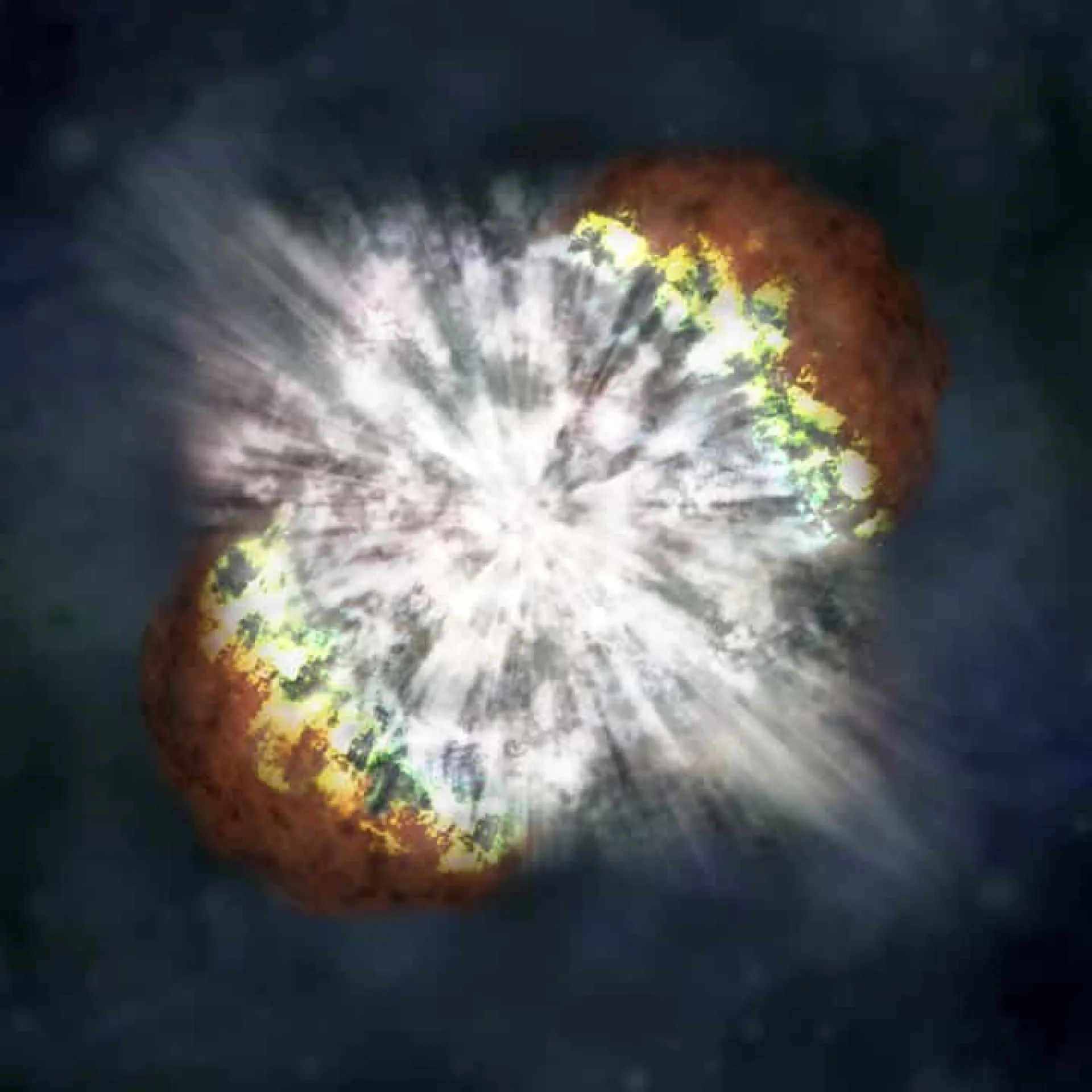 Ilustração de uma supernova, a explosão estelar onde elementos pesados como o urânio são criados.