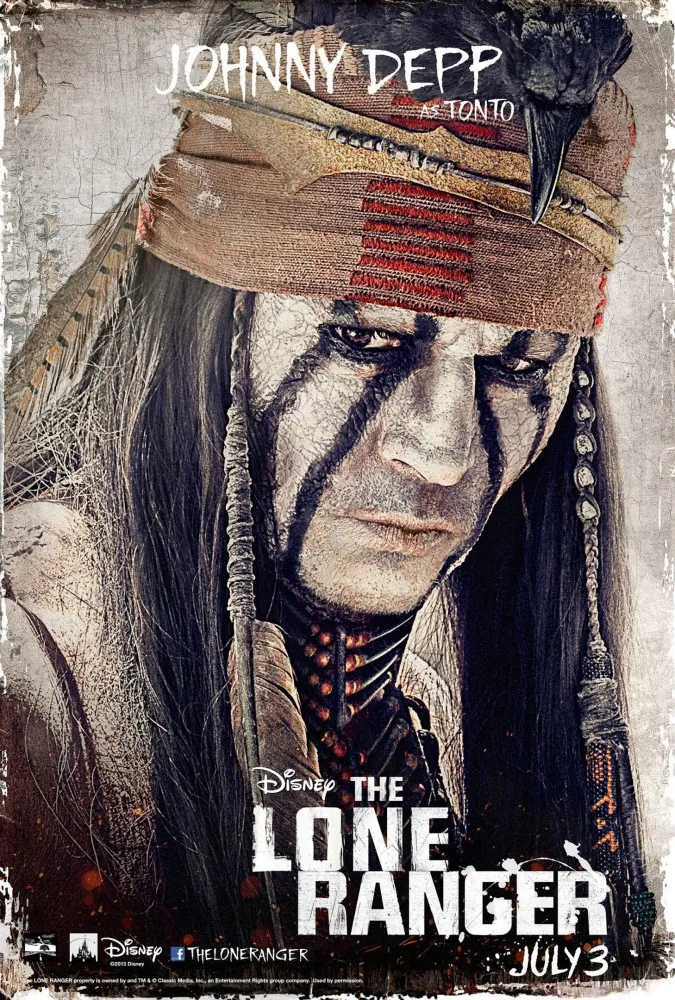 Johnny Depp como Tonto e Armie Hammer como o Cavaleiro Solitário em uma cena do filme.