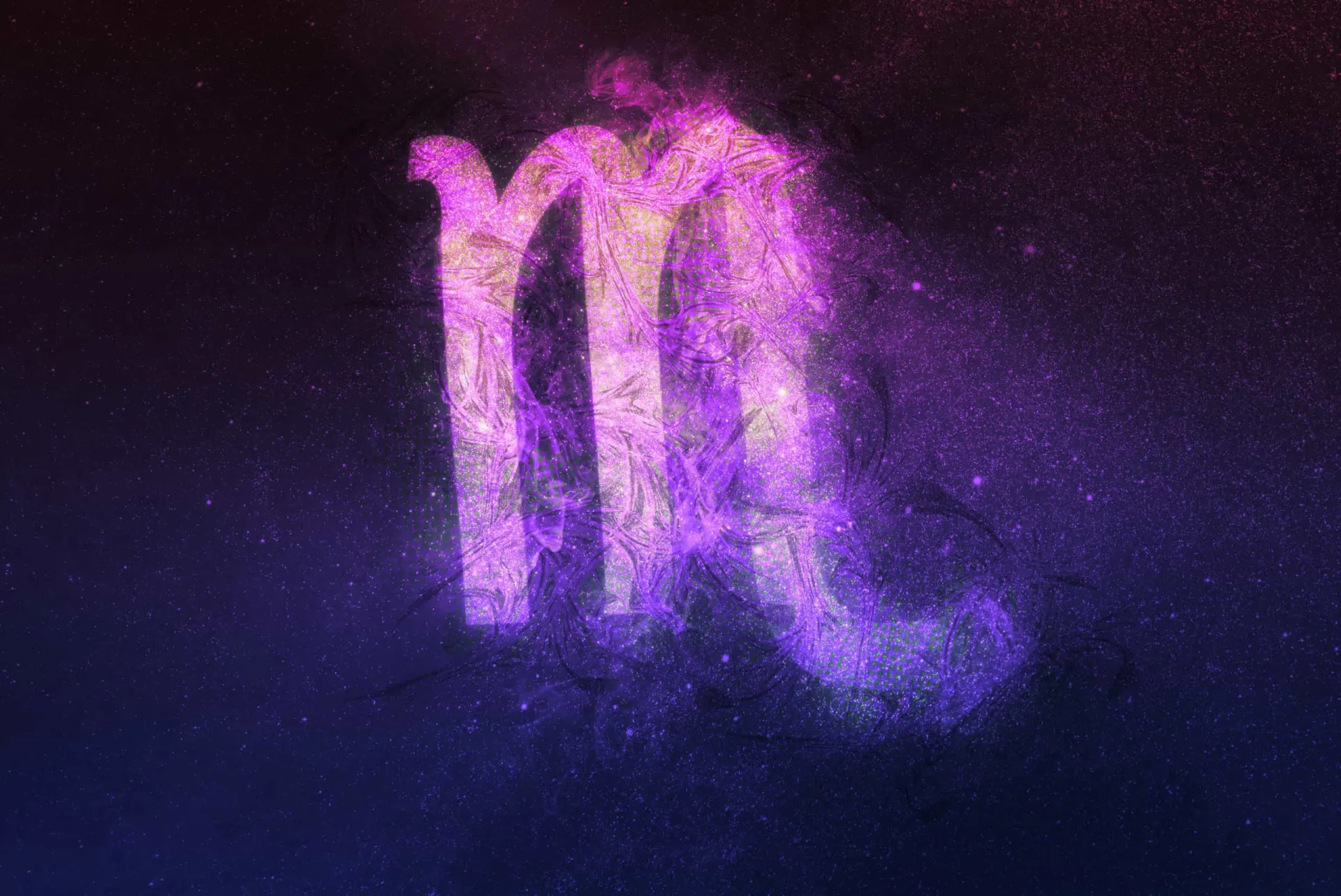 O símbolo do signo de Escorpião, o escorpião, em um fundo escuro e misterioso.