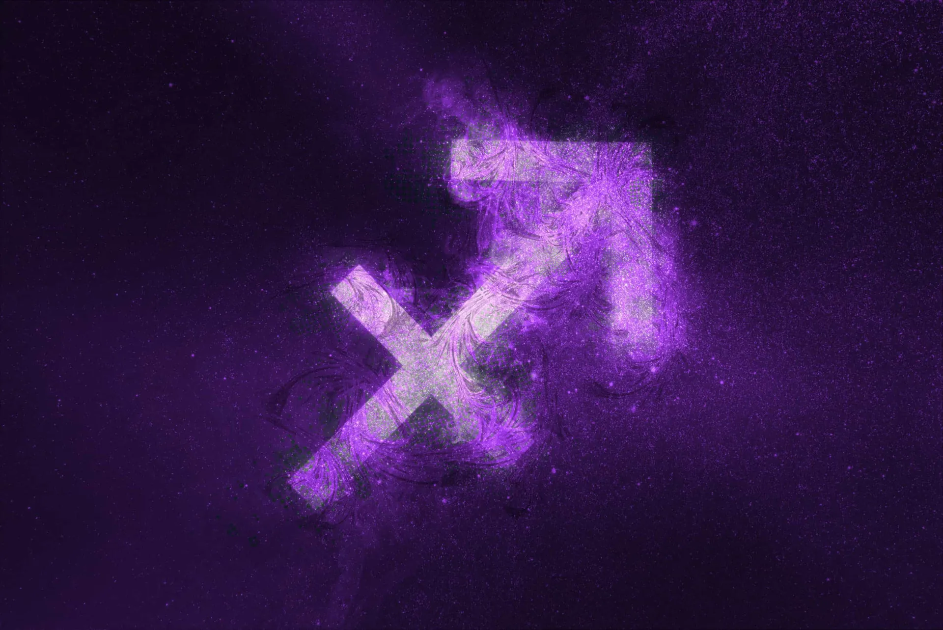 O símbolo do signo de Sagitário, o arqueiro, em um fundo estrelado.