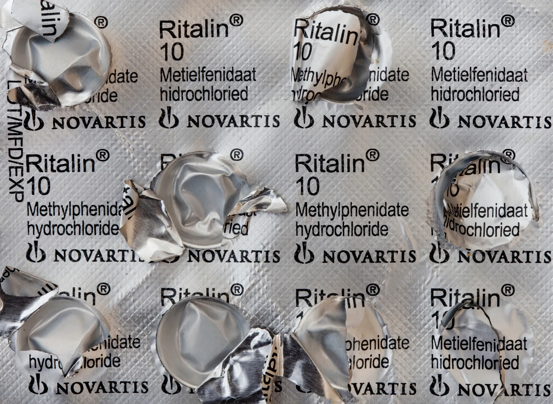 Comprimidos de metilfenidato, conhecido como Ritalina, usados para tratar TDAH.