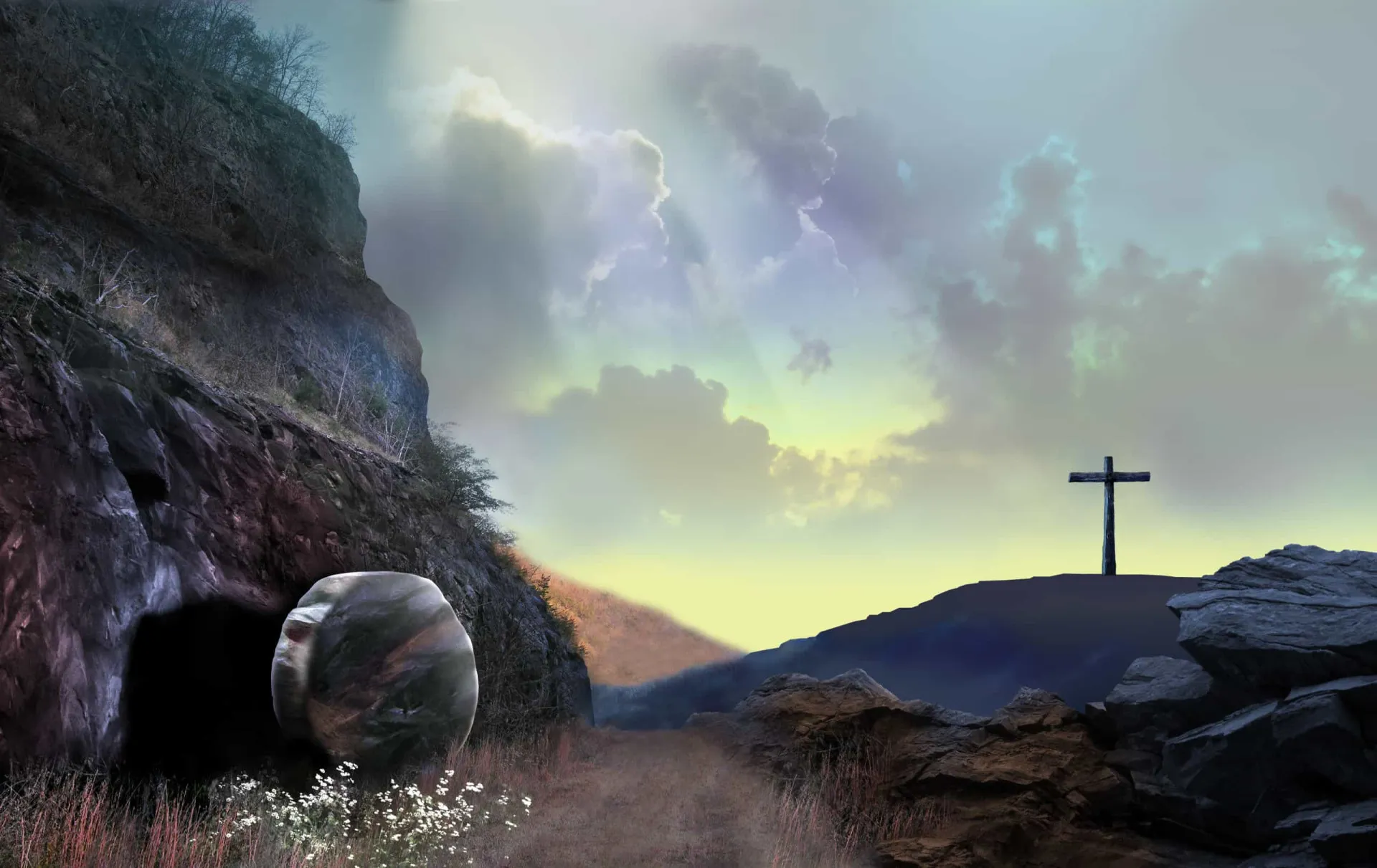 Pintura antiga representando a ressurreição de Jesus Cristo saindo do túmulo.