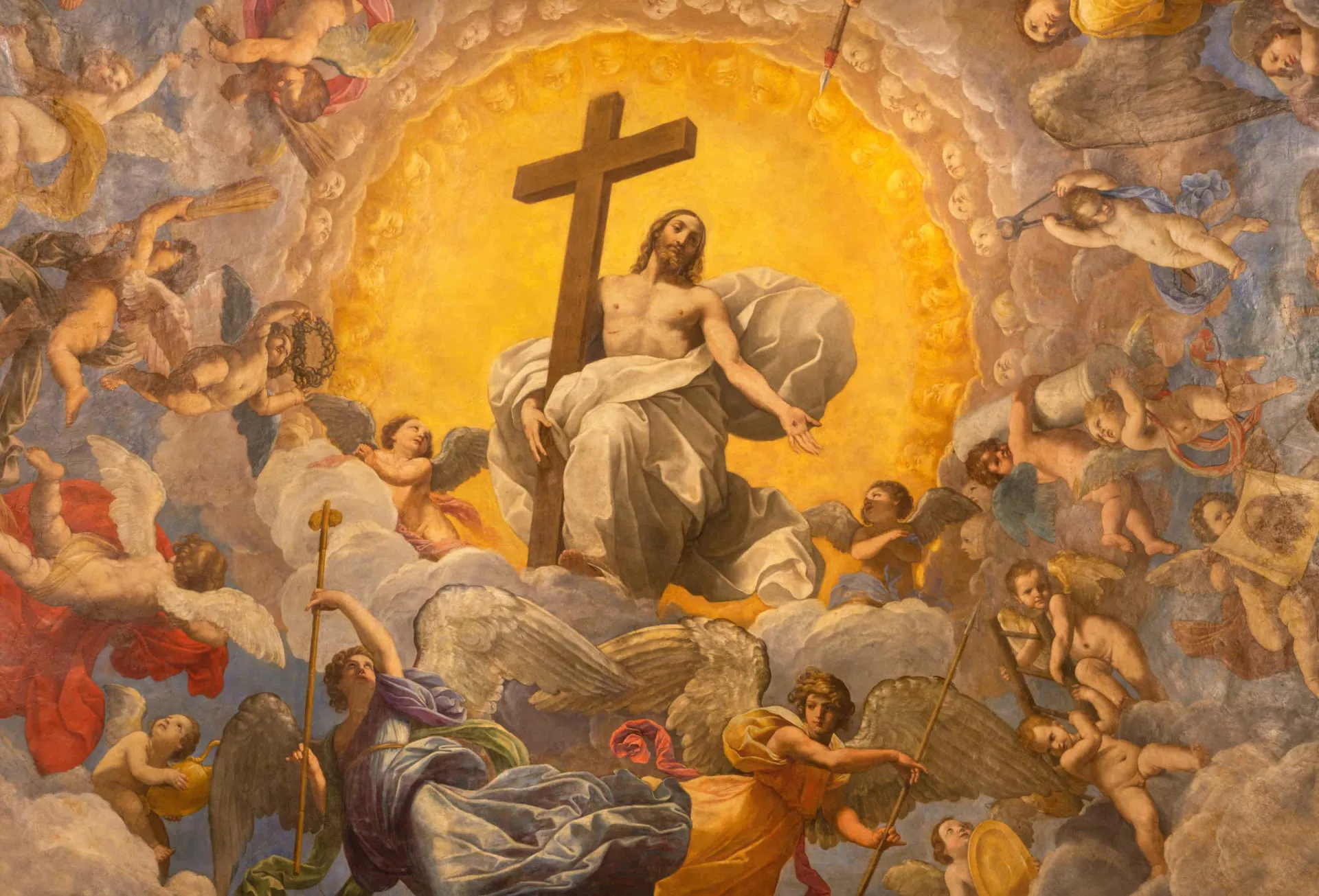 Representação artística de Jesus Cristo com uma auréola, simbolizando sua santidade.