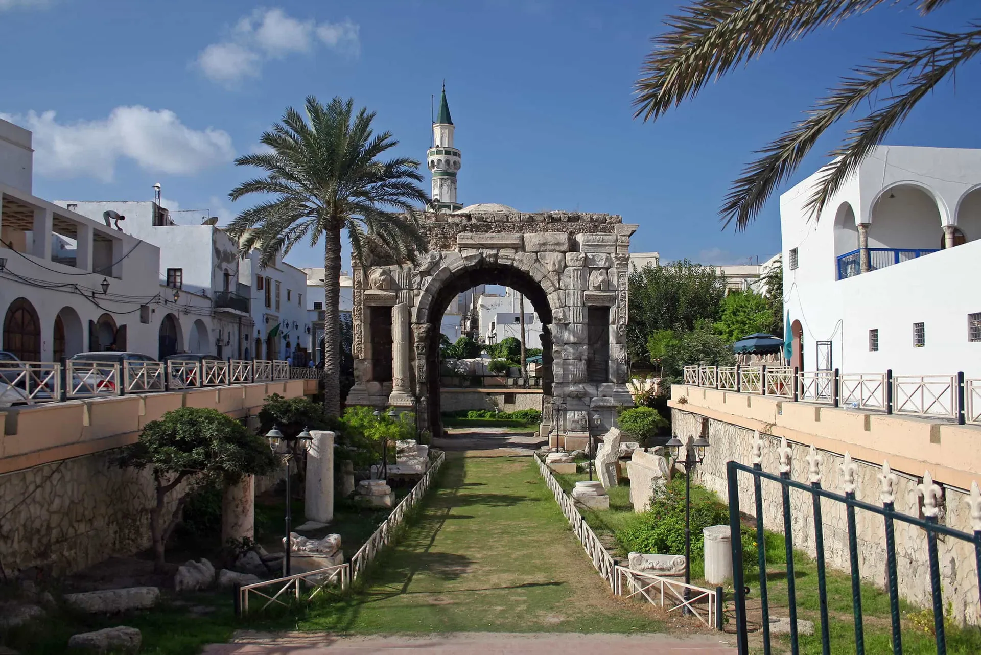 Ruínas romanas de Leptis Magna na Líbia.