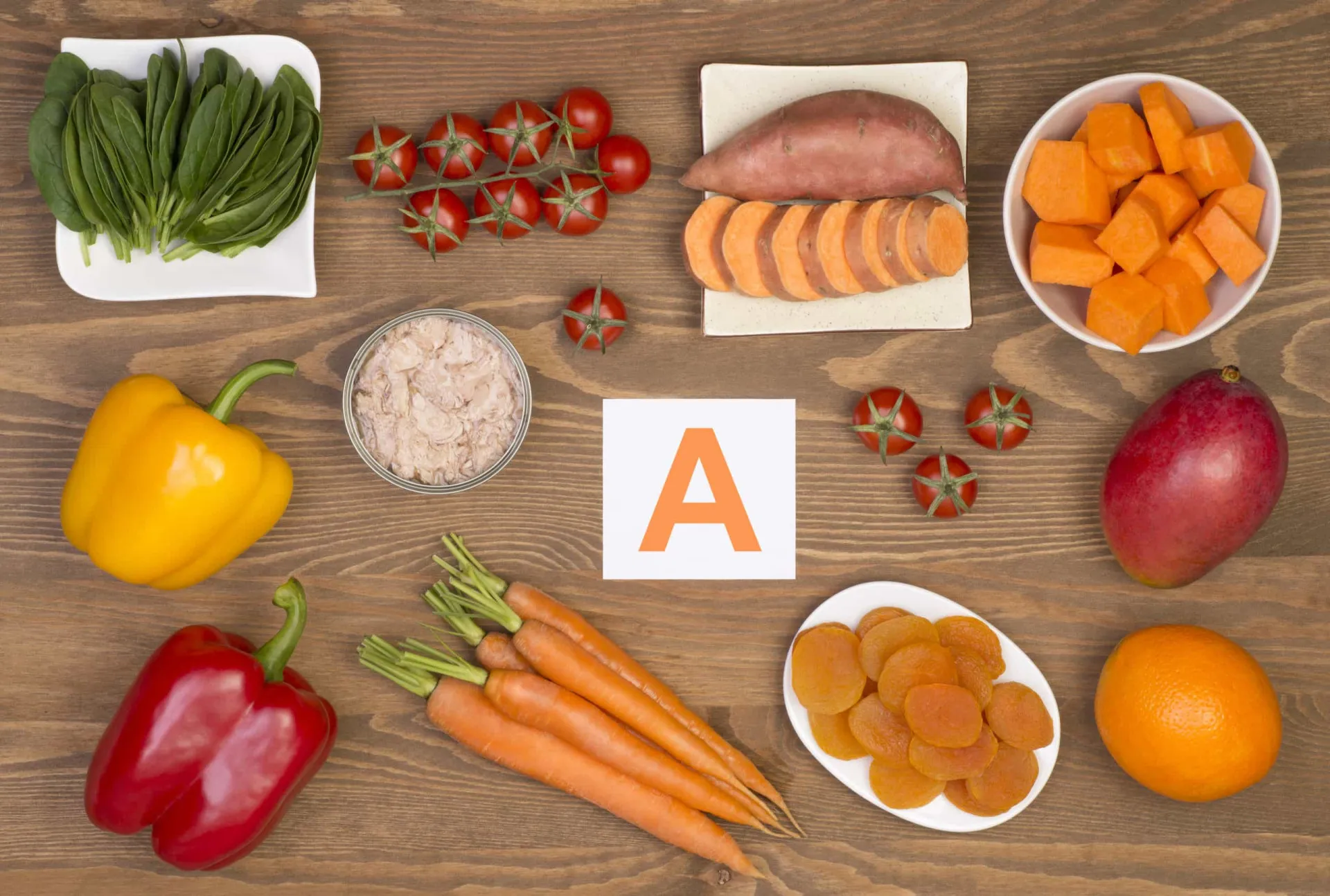 Ilustração do processo de conversão do betacaroteno em vitamina A no corpo.